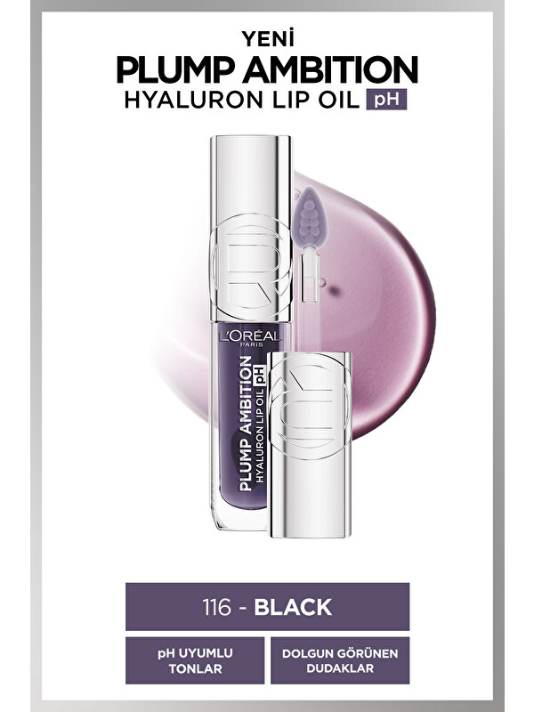 L'Oreal Paris L'Oréal Paris Plump Ambition Hyaluron Lip Oil pH Dudak Parlatıcısı - 116 Black