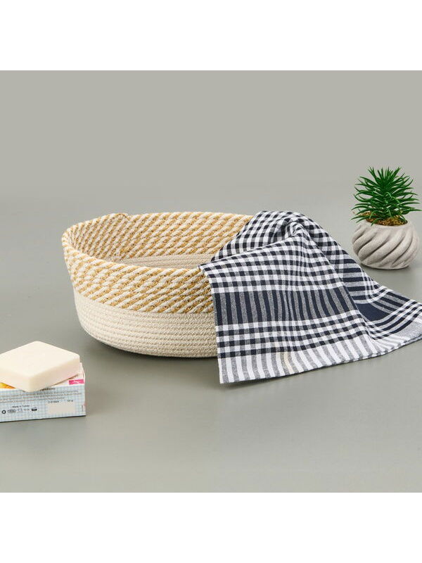 Evidea Simple Living Boho Style Sepet - Beyaz / Bej - 25x20x10 cm
