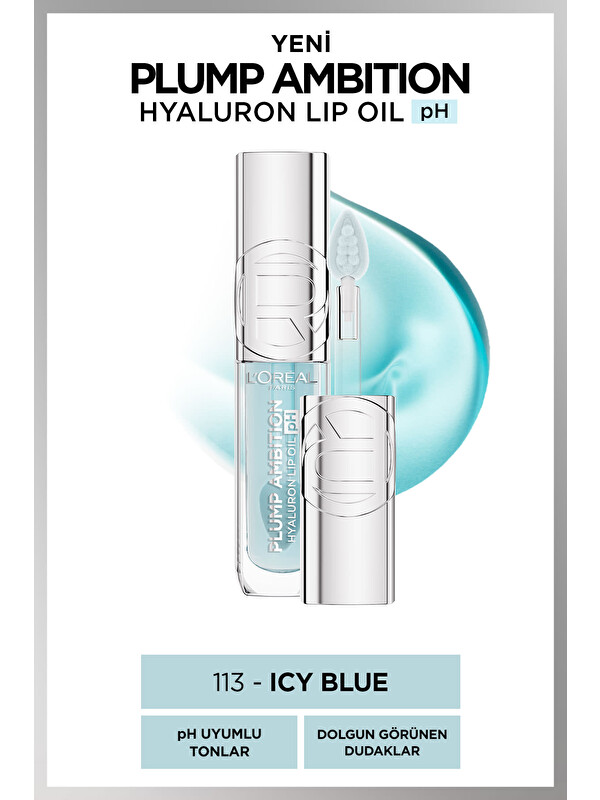 L'Oreal Paris L'Oréal Paris Plump Ambition Hyaluron Lip Oil pH Dudak Parlatıcısı - 113 Icy Blue
