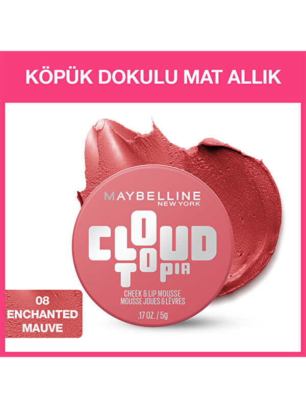 Maybelline New York Cloudtopia Köpük Dokulu Mat Allık 08 Enchanted Mauve