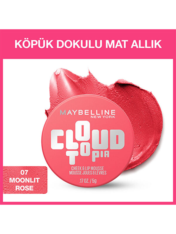 Maybelline New York Cloudtopia Köpük Dokulu Mat Allık 07 Moonlit Rose