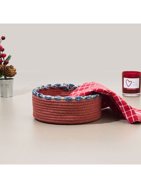 Evidea Simple Living Colorful Örgü İpli Sepet - Renkli - 21x7 cm