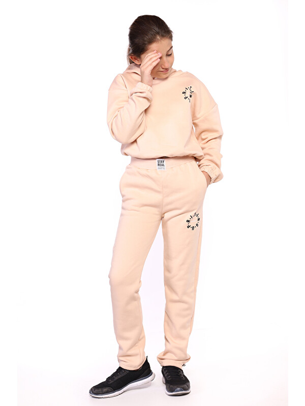 Toontoykids Kız Çocuk Kapüşonlu Baskılı Crop Takım