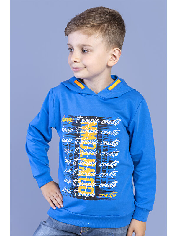 Toontoykids Erkek Çocuk Kapüşonlu Baskılı Sweatshirt