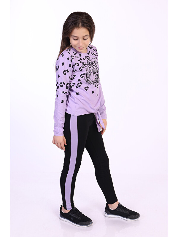 Toontoykids Kız Çocuk Leopar Baskılı Taytlı Takım