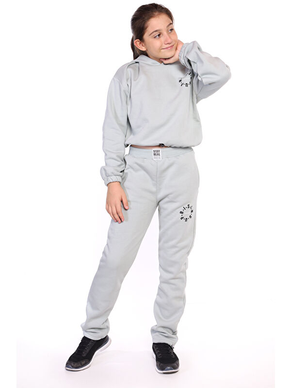 Toontoykids Kız Çocuk Kapüşonlu Baskılı Crop Takım
