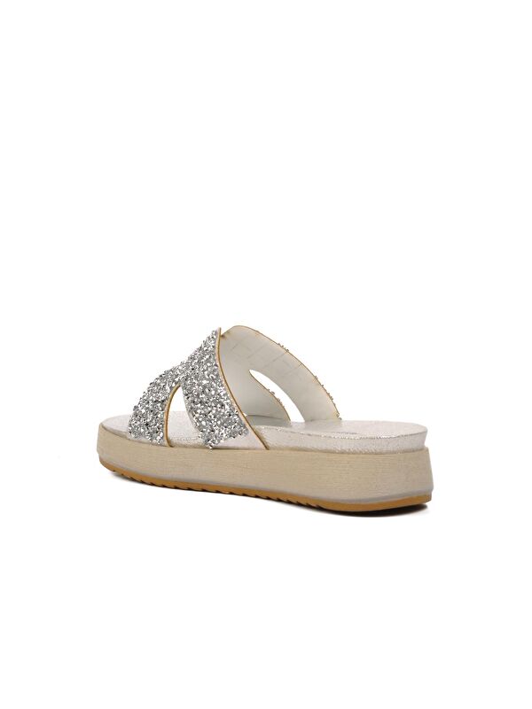 Gümüş Taşlı Düz Kadın Terlik 286064 - Görsel 5