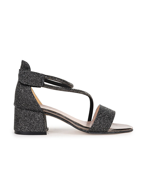 Pisar Kum Simli Günlük Kız Çocuk 4 Cm Topuklu Sandalet Abiye Ayakkabı - Görsel 4