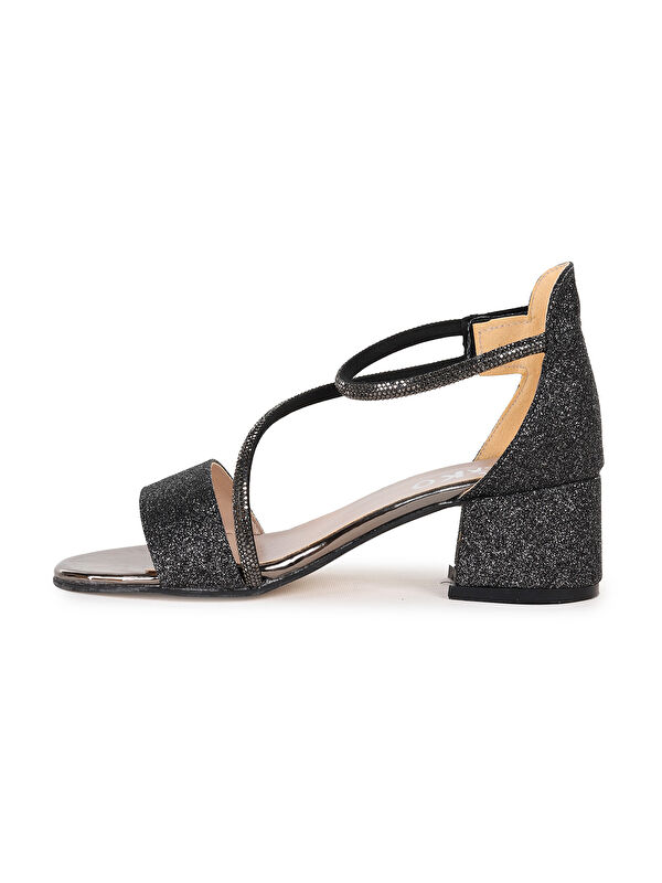 Pisar Kum Simli Günlük Kız Çocuk 4 Cm Topuklu Sandalet Abiye Ayakkabı - Görsel 5