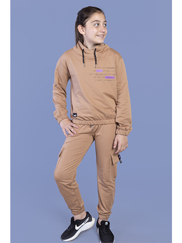 Toontoykids Kız Çocuk Baskılı Balıkçı Yaka Eşofman Takımı