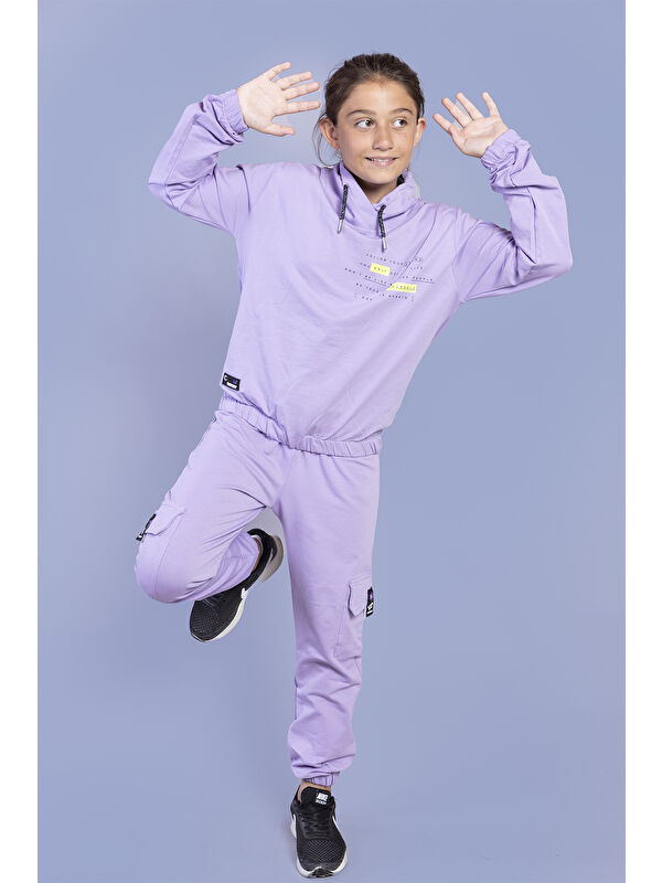 Toontoykids Kız Çocuk Baskılı Balıkçı Yaka Eşofman Takımı