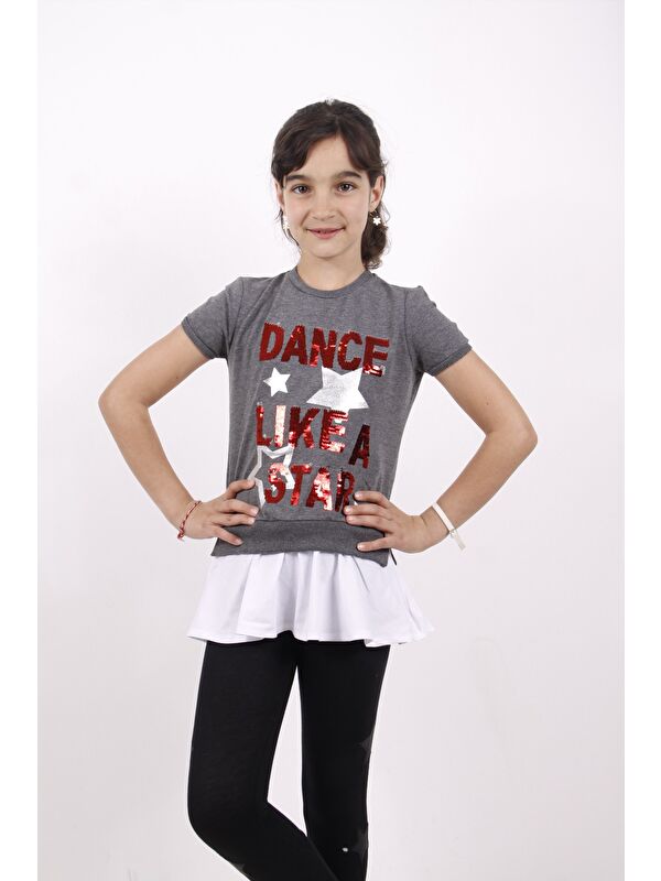 Toontoykids Kız Çocuk Dance Pul Nakışlı Tişört