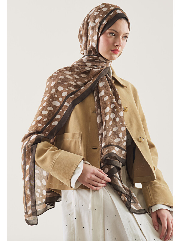 Fresh Scarfs Wild Fawn Desen Rami Şal Vizon