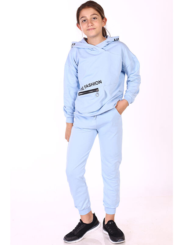 Toontoykids Kız Çocuk Cep Detaylı Baskılı Eşofman Takımı