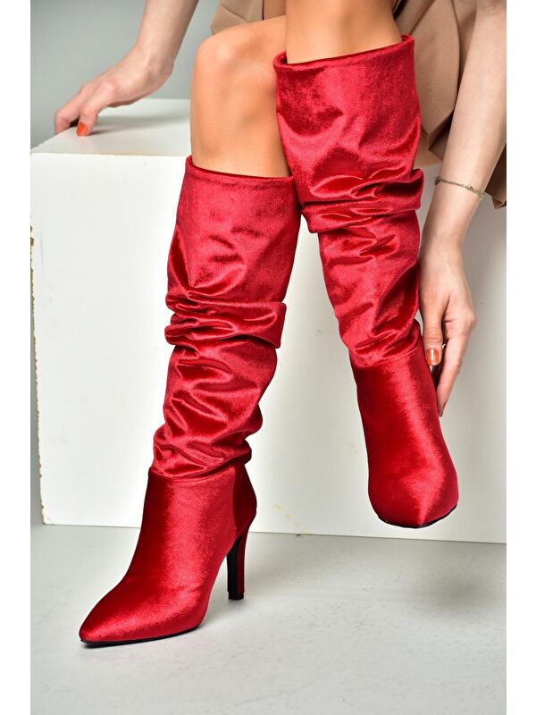 L4048680 Bordo Kadın Çizme - Görsel 4