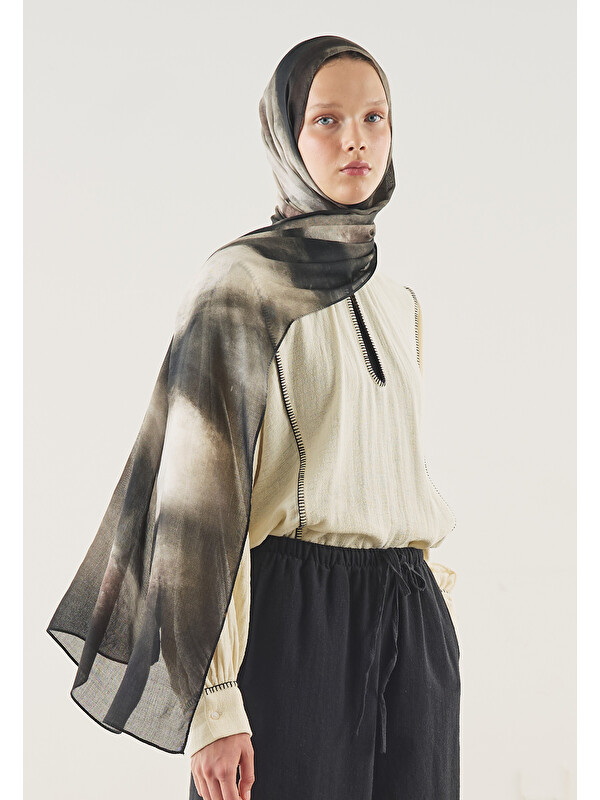 Fresh Scarfs Pure Flow Desen Soft Viskon Şal Vizon