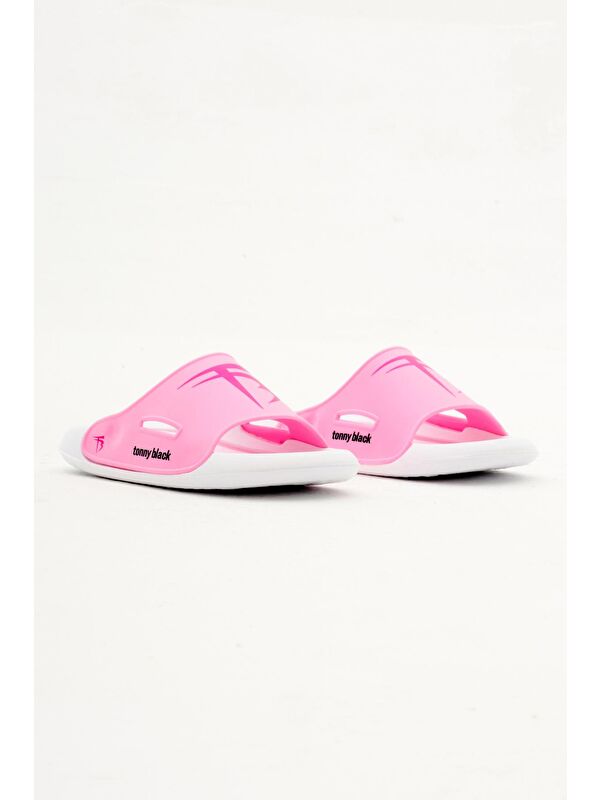 Çocuk Unisex Pembe Logolu Poıli Taban Terlik - Görsel 3