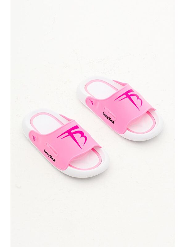 Çocuk Unisex Pembe Logolu Poıli Taban Terlik - Görsel 4