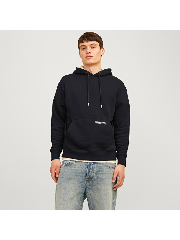 Jack & Jones Hood Legacy Noos Erkek Siyah Kapüşonlu Sweatshirt