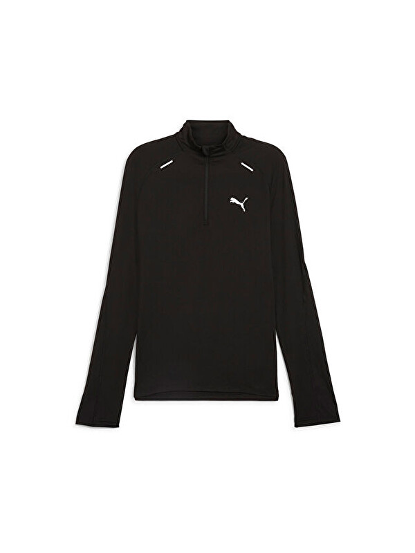 Puma Run Cloudspun 1/4 Zip Erkek Uzun Kollu Koşu Tişörtü 52578101 Siyah