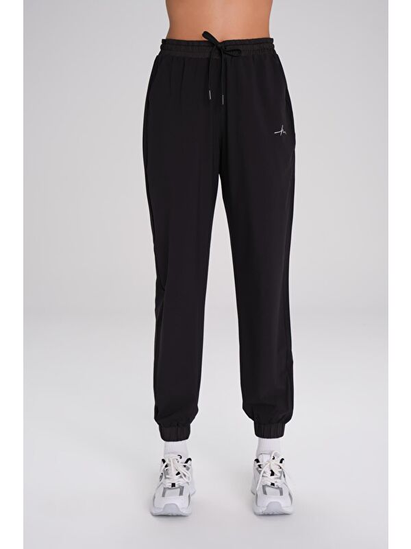 Haşema Active Lastikli Paça Siyah Jogger Spor Pantolonu Eşofman Altı Act-1
