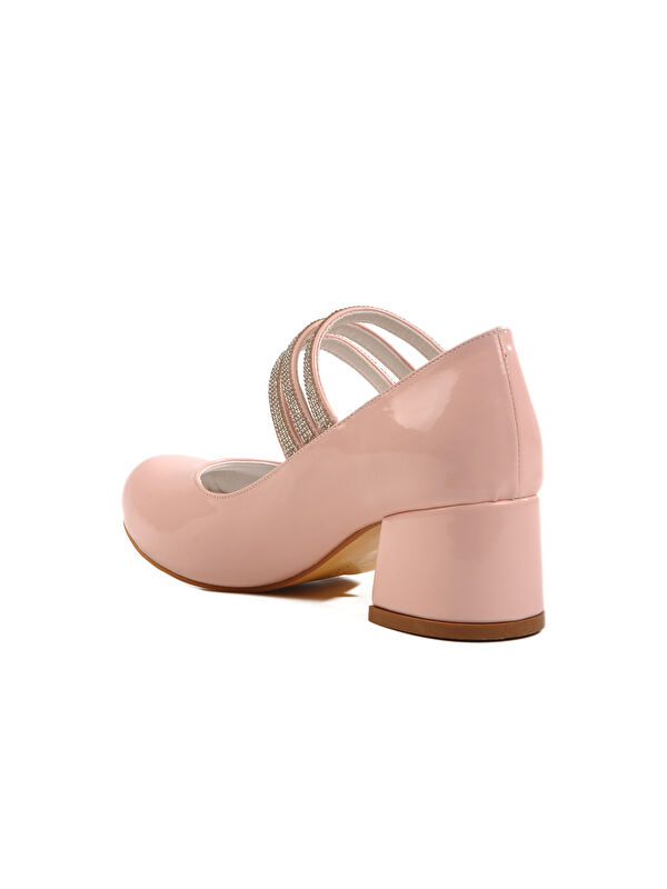 Pudra Taşlı Kız Çocuk Topuklu Babet 37 F - Görsel 5