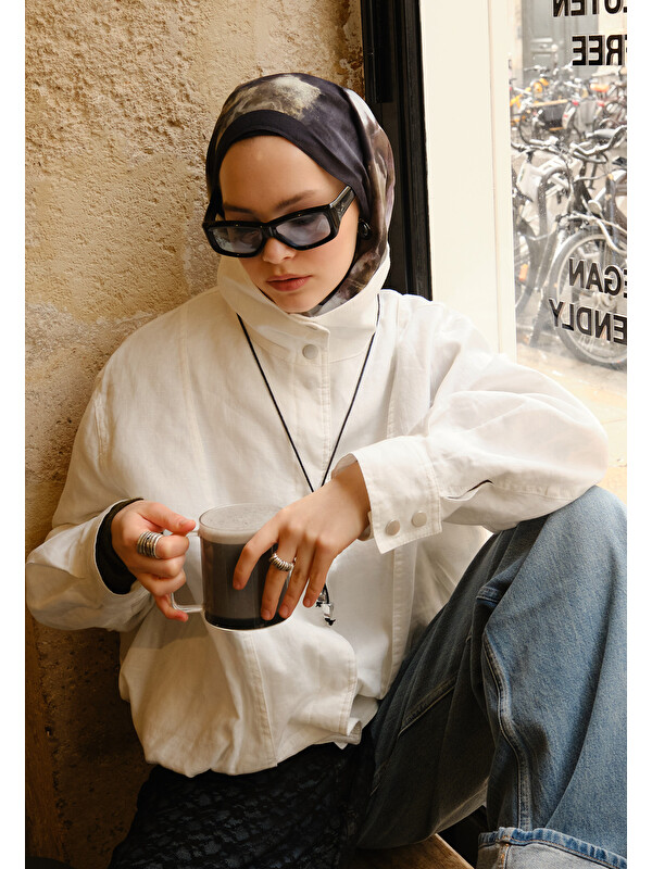 Fresh Scarfs Pure Abstract Desen Rami Şal Siyah