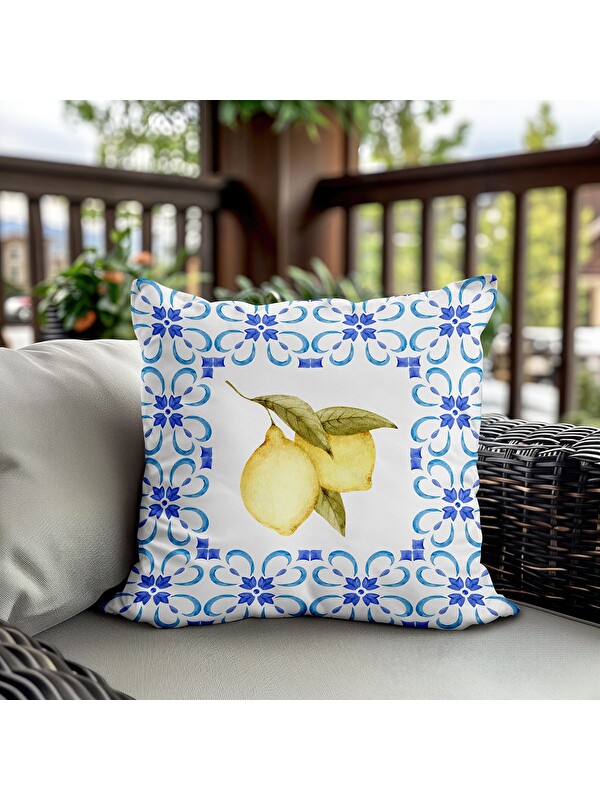 Evmila Bahar Temalı Kadife Kırlent Kılıfı 43x43 Cm Çift Taraf Baskı