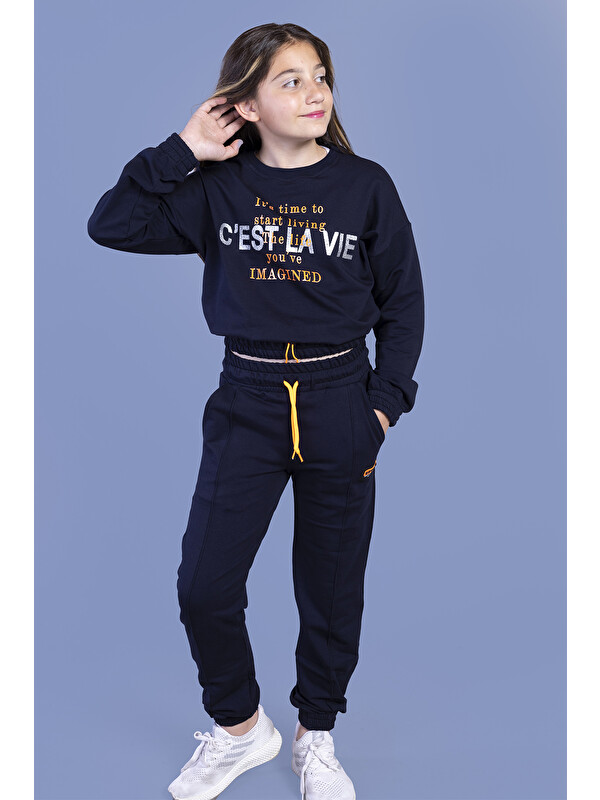 Toontoykids Kız Çocuk Baskılı Beli Lastikli Eşofman Takımı