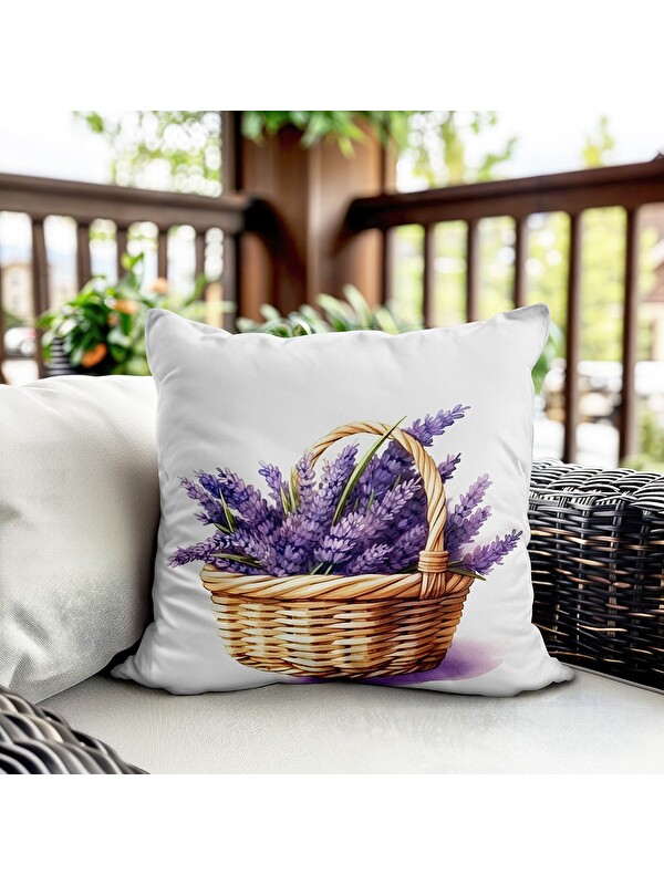 Evmila Bahar Temalı Kadife Kırlent Kılıfı 43x43 Cm Çift Taraf Baskı