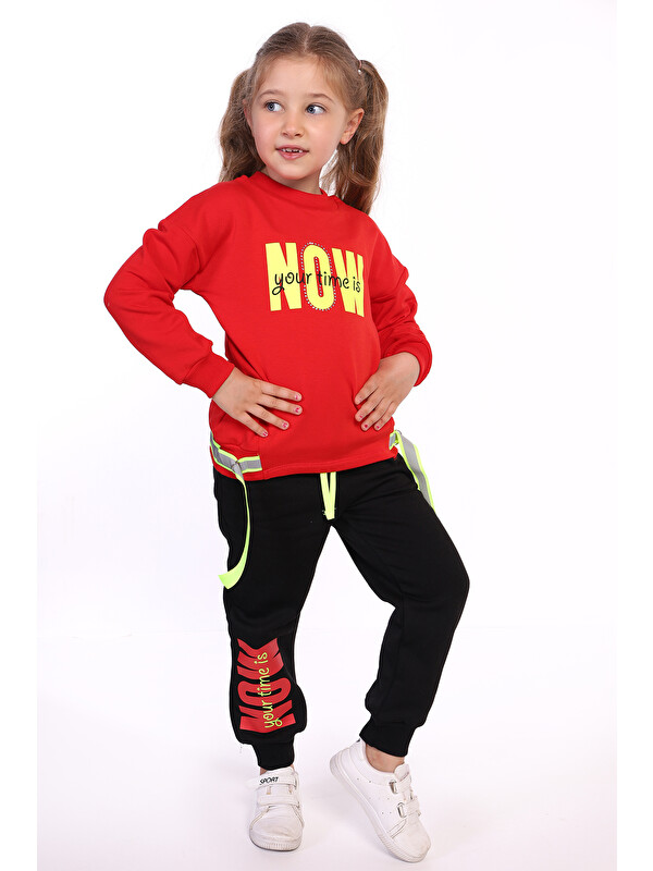 Toontoykids Kız Çocuk Baskılı İçi Pamuklu Eşofman Takımı