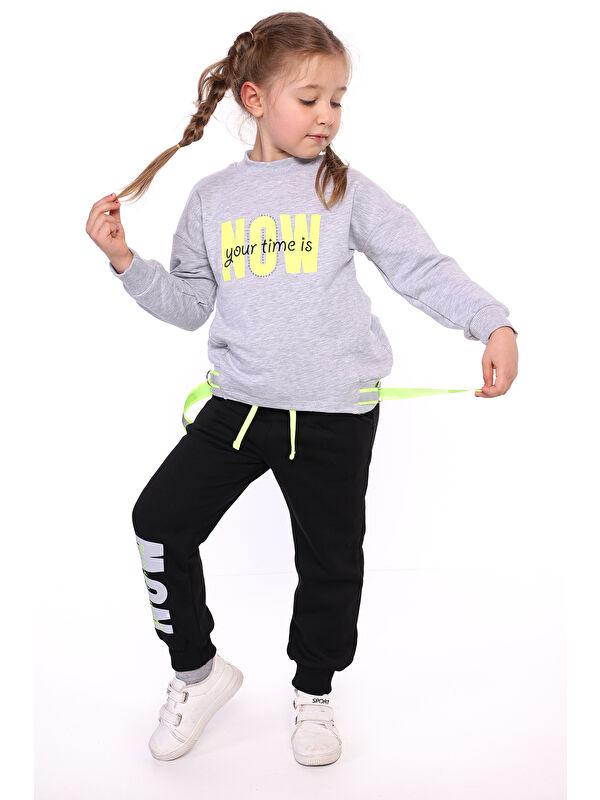 Toontoykids Kız Çocuk Baskılı İçi Pamuklu Eşofman Takımı