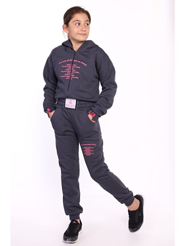 Toontoykids Kız Çocuk Baskılı İçi Pamuklu Eşofman Takımı