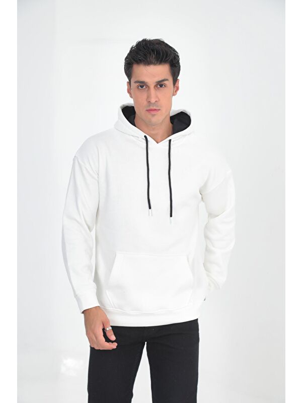 Comstar Erkek Oversize Kanguru Cep Kapüşonlu Sweatshirt