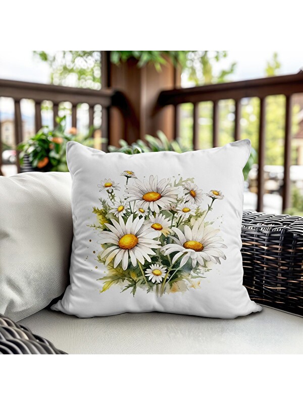 Evmila Bahar Temalı Kadife Kırlent Kılıfı 43x43 Cm Çift Taraf Baskı