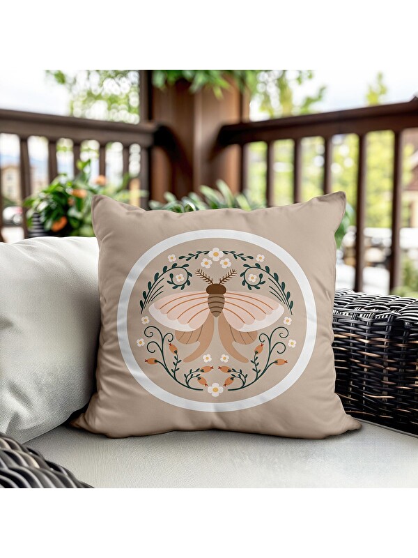 Evmila Bahar Temalı Kadife Kırlent Kılıfı 43x43 Cm Çift Taraf Baskı