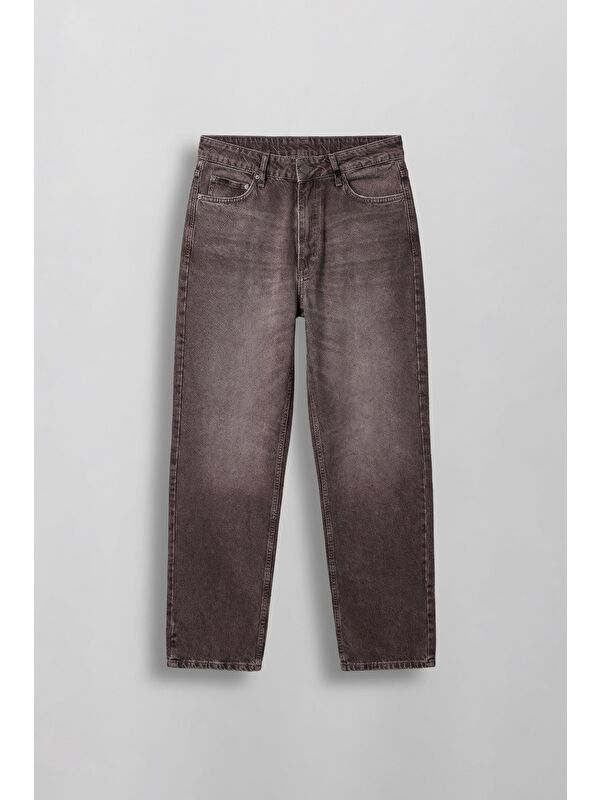 Abluka Online Erkek Baggy Fit Vintage Yıkamalı Basic Jean Kahverengi