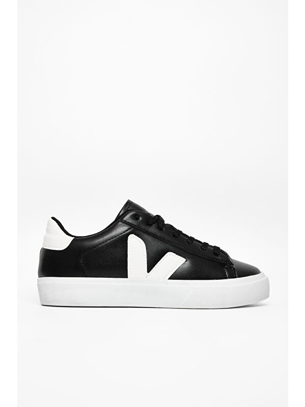 TONNY BLACK Kadın Siyah Beyaz Kauçuk Taban Rahat Bağcıklı Sneaker