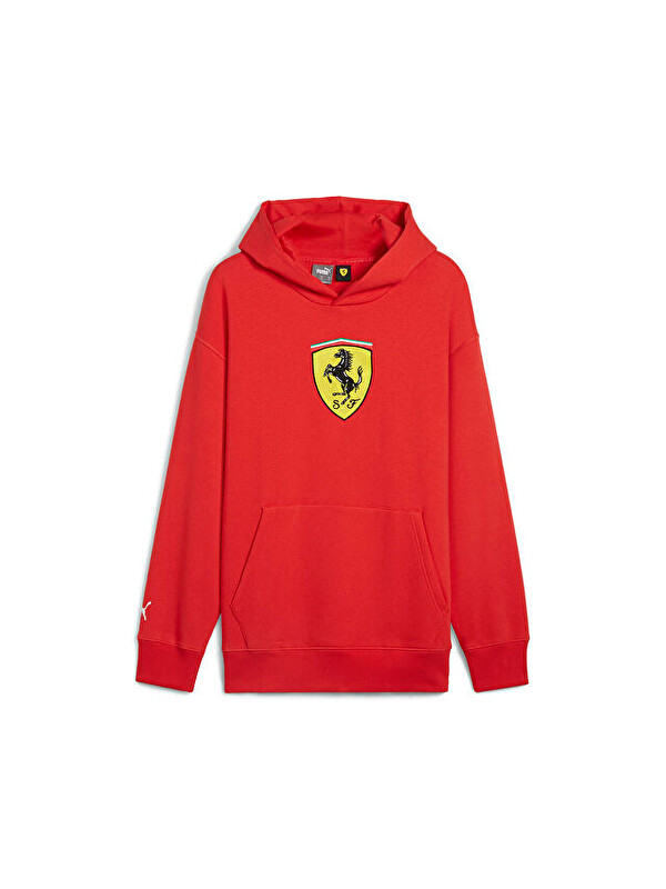 Puma Ferrari Race Bigshield Hdie Erkek Günlük Sweatshirts 62705402 Kırmızı