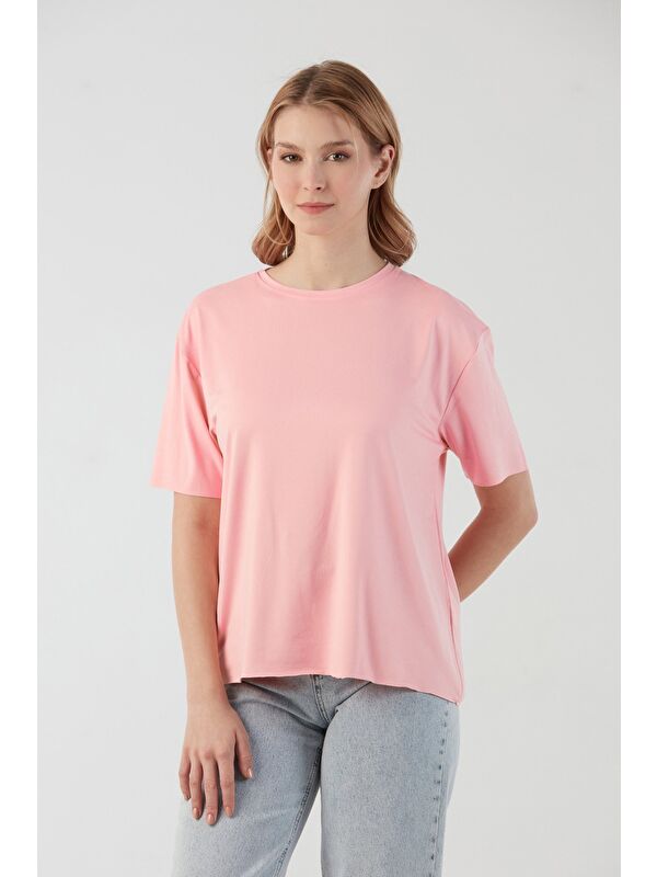 Fullamoda Basic Bisiklet Yaka Oversize Modal Tişört