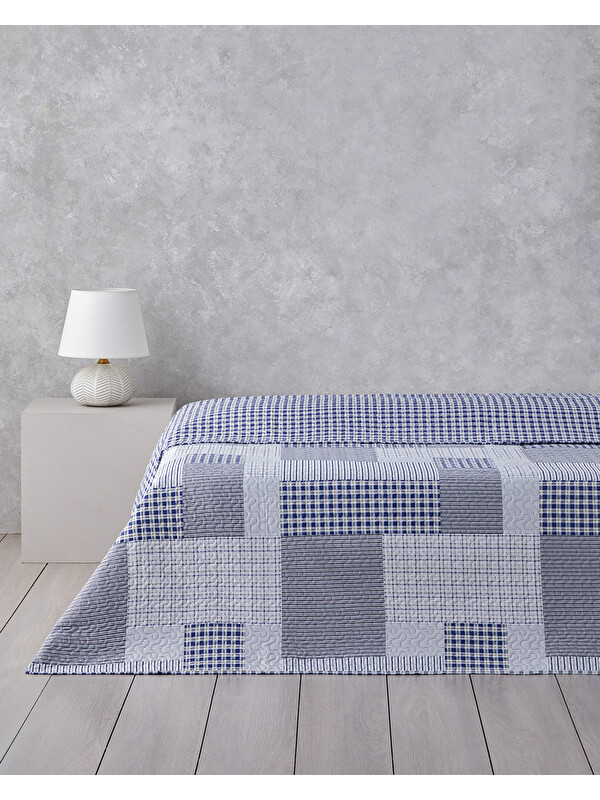 English Home Urban Patchwork King Size Çok Amaçlı Örtü 240x220 cm Lacivert