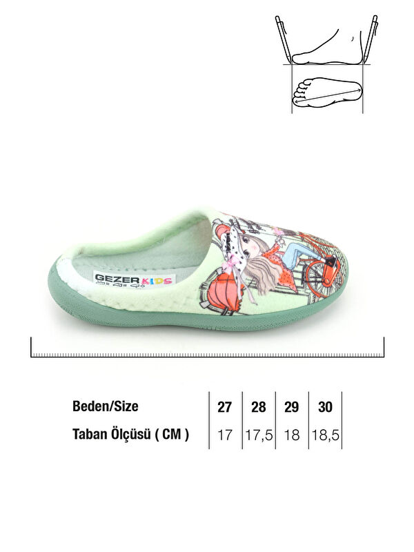Gezer Yeşil Gezer Kışlık Rahat Kız Çocuk Taban Ev Gondol Terlik