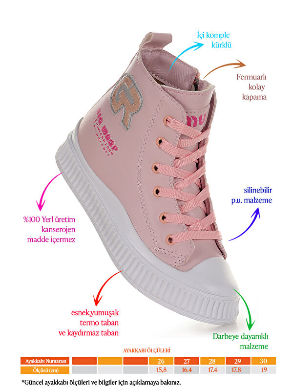 Wasp Fermuarlı Günlük Kız Çocuk Bot Ayakkabı - Görsel 3