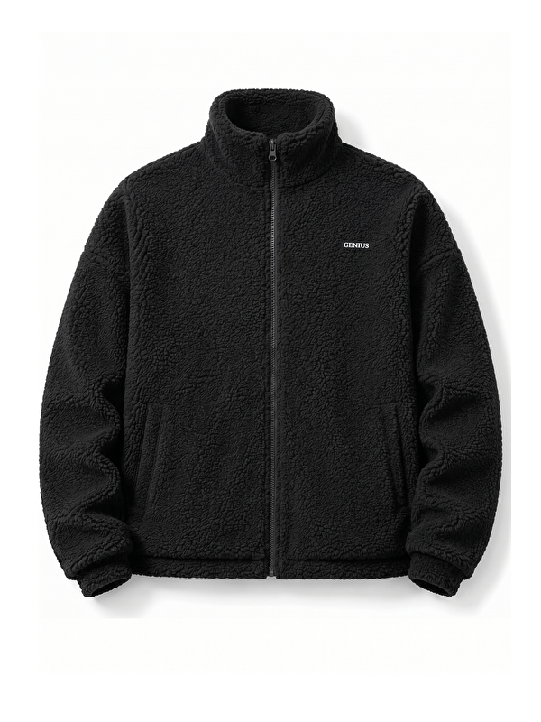 Genius Store Oversize Pelüş Erkek İçi Polarlı Tam Fermuarlı Sherpa Sonbahar Kış Kadın Polar Sweatshirt OVERSIZE-P