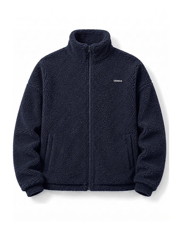 Genius Store Oversize Pelüş Erkek İçi Polarlı Tam Fermuarlı Sherpa Sonbahar Kış Kadın Polar Sweatshirt OVERSIZE-P