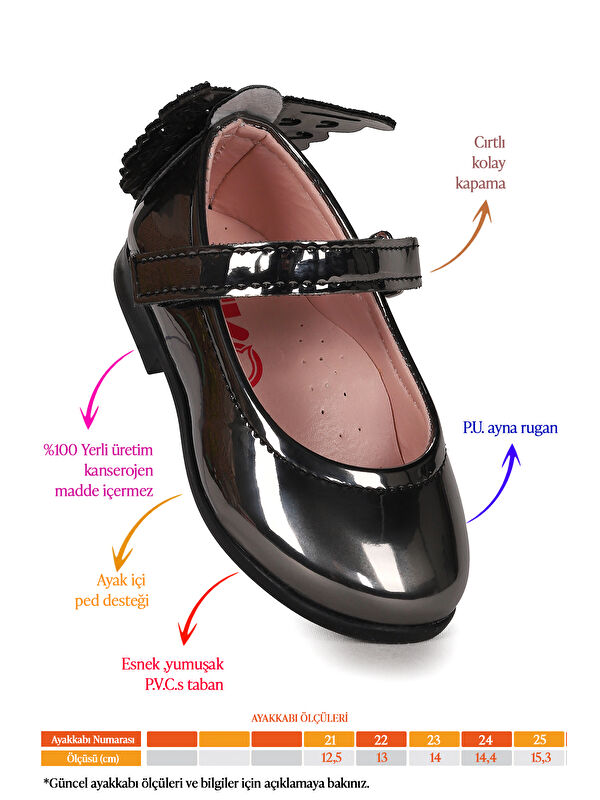 Friga Ayna Kelebek Cırtlı Kız Bebek Babet Ayakkabı - Görsel 3