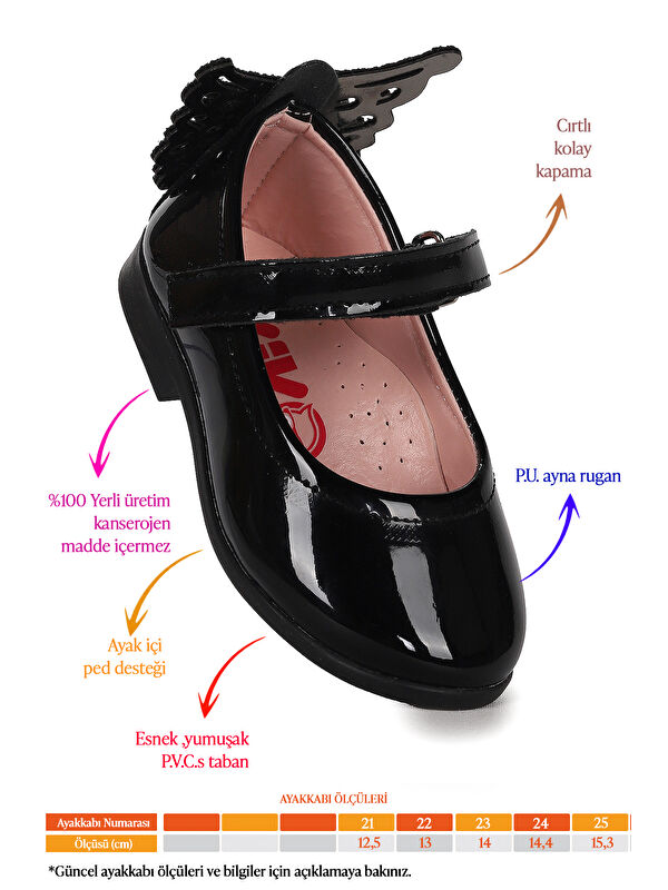 Friga Ayna Kelebek Cırtlı Kız Bebek Babet Ayakkabı - Görsel 3