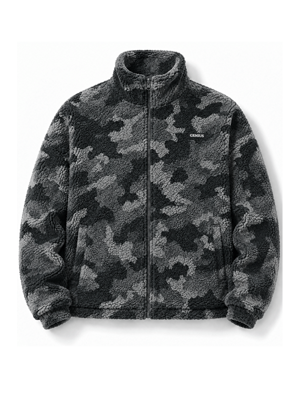 Genius Store Oversize Pelüş Erkek İçi Polarlı Tam Fermuarlı Sherpa Sonbahar Kış Kadın Polar Sweatshirt OVERSIZE-P