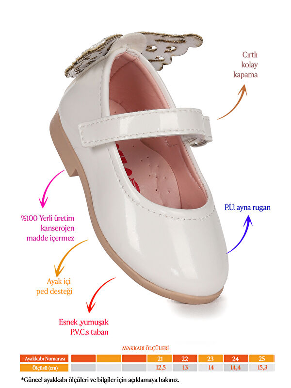 Friga Ayna Kelebek Cırtlı Kız Bebek Babet Ayakkabı - Görsel 3