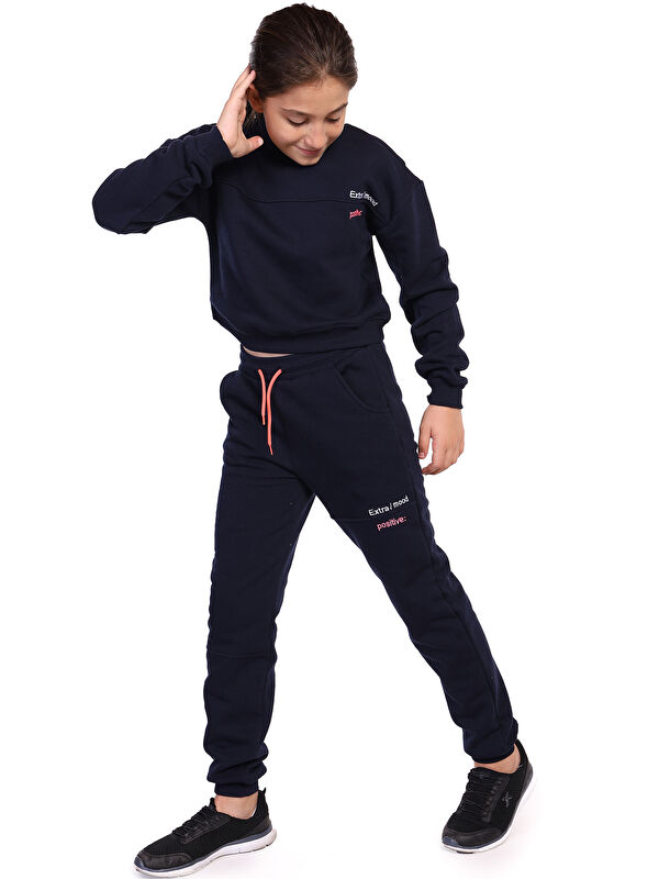 Toontoykids Kız Çocuk Nakışlı Balıkçı Yaka Eşofman Takımı